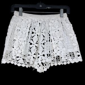 White Lined Lace Shorts, Victorian, Bohemian, Beach shorts, Girlycro